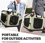 Large Cat Carrier for Car Travel, Soft Sided Collapsible Pet Carrier for Outdoor and Indoor Uses, Roomy Extra Large Cat Carrier for 2 Kittens or Puppies Up to 50lbs (Brown)