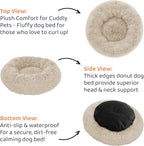 Donut Dog Bed - Premium Comfort for Anxiety Relief - Fluffy & Calming Design with Ultra-Plush Support | Cozy Round Dog Bed with Super Soft Circle Style (Size M Beige)