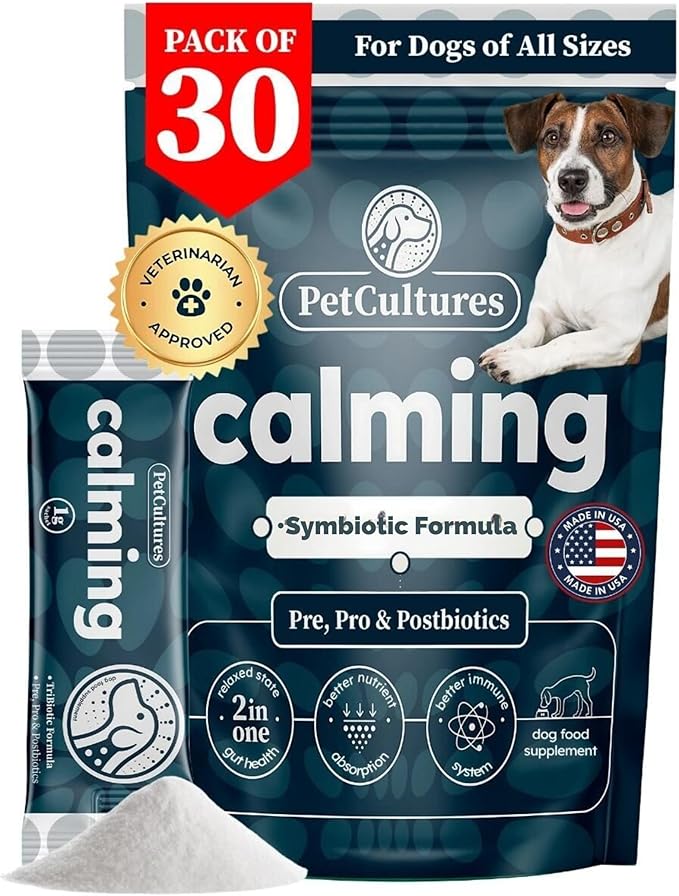 Calming Synbiotic Formula - with L-Theanine, L-Tryptophan, Probiotics, and B-Vitamins in 30 Packs