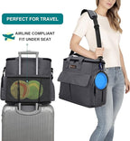 Modoker Airline Approved Pet Travel Bag, Weekend Dog Travel Set for Dog and Cat, Airline Approved Tote Organizer with Multi-Function Pockets 2 Food Storage Containers, 2 Collapsible Bowls (Dark Gray)