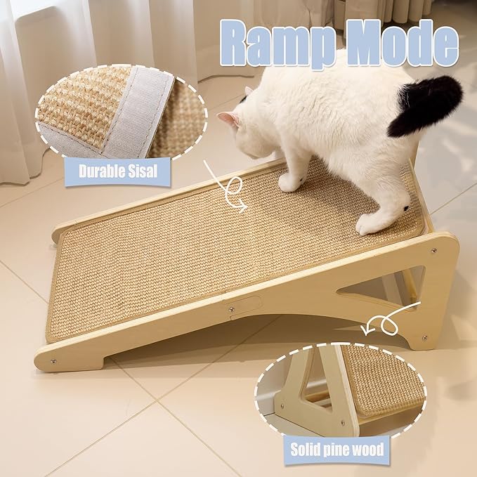 Cat Scratcher, Sisal Cat Scratching Pad, L Shape Cat Scratch Pad for Indoor Cats, 27 Inch Furniture Protector with Mouse Toy