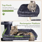 Globlazer Extra Large Platform Cat Tree, 65in Sturdy Cat Scratching Tree for Indoor Cats Large Adult, Big Cat Perch Tower with 3 Padded Perches, 6 Scratching Posts, Cat Condo, Hammock, S65, Dark Grey