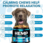 Hemp Calming Chews for Dogs with Anxiety and Stress - Anxiety Relief Chews for Storms, Fireworks, Thunder, Barking, Separation - Valerian, L-Tryptophan, Hemp Oil - Peking Duck- 120 Dog Calming Treats