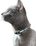 Travel Cat Breakaway Cat Collar - Black Adjustable Cute Cat Collar with Quick Release Safety Buckle for Boy and Girl Cat - Nylon 8-13 inch Length Kitten Collar with Metal D-Ring, Machine Washable