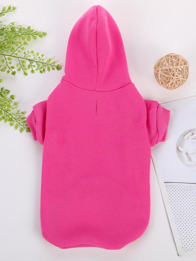 QWINEE Basic Dog Hoodie Sweatshirt Puppy Sweater Warm Cat Costumes Pet Clothes for Chihuahua Puppy Kitten Small Medium Dogs Hot Pink Large