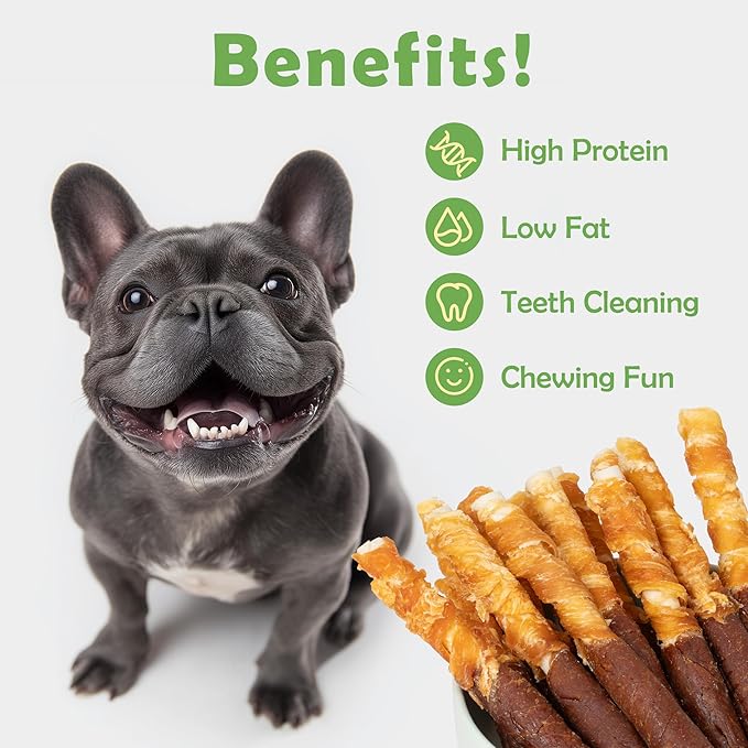 MON2SUN Dog Treats 5 Inch Double Flavor Chicken & Chicken Liver Wrapped Rawhide Sticks, Teeth Cleaning for Small Dogs, 10.6 oz (15 Count)