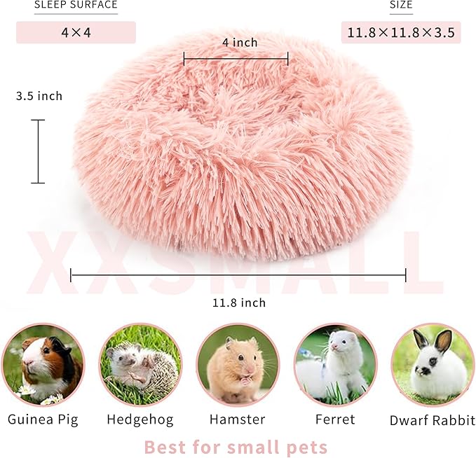 Chinchilla Bed Pink Burrowing Pet Bed for Guinea Pigs and Other Small Animals 11.8 inch