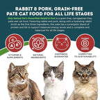 Only Natural Pet PowerPate Grain-Free Rabbit & Pork Wet Cat Food - High Protein, with Hydrating Broth - Healthy Balanced Nutrition for Kittens & Cats of All Life Stages, 2.75 oz Cans, Case of 12 (R)