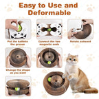 Kitty Cat Toy Scratch Board, Accordion with Ball, Magic Organ Cat Scratch Toys for Indoor, Foldable Design,Boosts Claw Health,Relieve Anxiety and Protect The Furniture