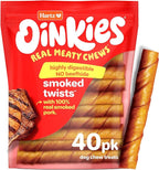 Hartz Oinkies Smoked Twists with Naturally Smoked Pork Rawhide-Free Dog Treats, Highly Digestible Long Lasting Dog Chews, 40 Count