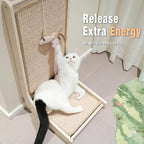 Meeyoview Vertical Sisal Cat Scratcher, 27.5'' L Shape Scratching Post, Upright Scratching Pad for Indoor Cats, Solid Wooden Furniture Protector with Catnip