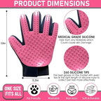 Upgrade Pet Grooming Gloves, Grooming Gloves for Dogs, Cats, Rabbits & Horses with Long and Short Hair, Efficient Pets Hair Remover Mittens - 1 Pair (Pink)