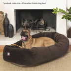 Majestic Pet 40 Inch Suede Calming Dog Bed Washable 40x29x9 (Inch)– Cozy Soft Round Donut Dog Bed with Spine Support for Dogs to Rest Their Head - Pet Bed Large – Stone