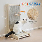 PETKARAY Cat Scratcher, Sisal Cat Scratch Pad, L Shape Scratching Board for Indoor Kitty, Floor Mounted Scratcher with Mouse Toy Catnip