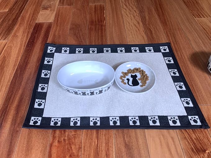 PetRageous 16069 Fishbone Kitty Stoneware Cat Saucer 5-Inch Diameter 2.5-Ounce Capacity for Wet or Dry Cat Food, Brown