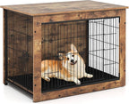 PETSITE Dog Crate Furniture for Small/Medium Dogs, 33" Indoor Pet House Side End Table w/Cushion, Double Doors, Heavy-Duty Chew-Resistant Wood Metal Dog Kennel up to 45 LBS (33 x 22 x 25.5 Inches)