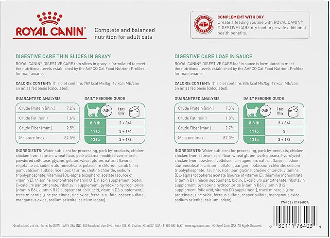 Royal Canin Feline Care Nutrition Digestive Care Adult Thin Slices in Gravy and Loaf in Sauce Cat Food, 3 oz (Pack of 12)