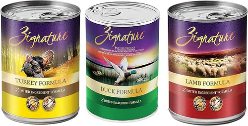 (12 Pack) Zignatur Grain-Free Canned Dog Food 3 Flover (4 Lamb, 4 Duck, 4 Turkey) 13 Ounces Per Can