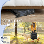 30IN Soft Collapsible Dog Crate w Detachable Wheels, Rolling Travel Dog Crate for Medium Breed Dogs, Portable Dog Kennel with Mesh Windows, Indoor & Outdoor Uses