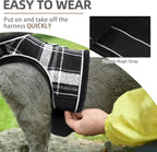 PUPTECK Soft Mesh Cat Vest Harness and Leash Set Puppy Padded Pet Harnesses Escape Proof for Cats Small Dogs Rabbits Bunny, Plaid Black, XL