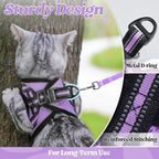 rabbitgoo Cat Harness and Leash Set for Walking Escape Proof, Adjustable Soft Kittens Vest with Reflective Strip for Cats, Comfortable Outdoor Vest, Light Purple, XL