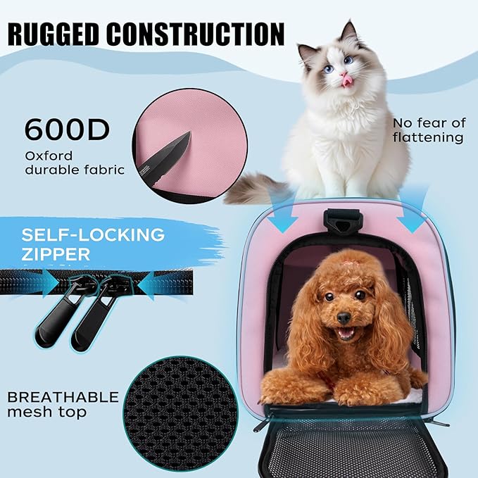 Carriers Soft-Sided Pet Carrier Pink for Medium Large Cats Dogs Undertake 35Lbs,Ventilated Mesh Windows,Top Load Cat Carrier with Airline Approved(X-Large,Pink)