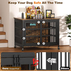 EasyCom 42"/41"/33" Dog Crate Furniture with Name Tag, XL Heavy Duty Dog Kennel Indoor for Large and Medium Dogs, Double-Doors Sturdy Dog Cage for Anxiety Dog, Decorate House as TV Stand