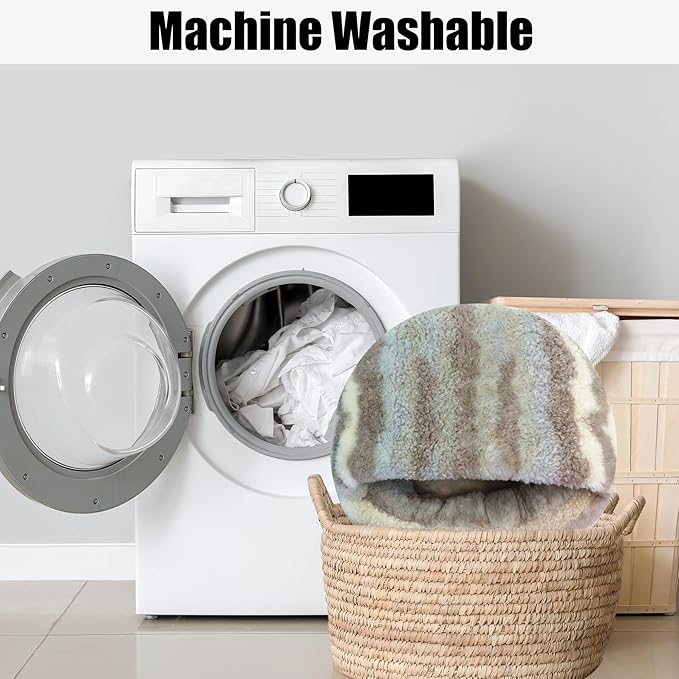 HYQ Cat Beds for Indoor Cats, Small Dog Bed with Cover Cave, Cozy Cat Cave Bed, Round Puppy Bed with Hooded Cover, Dog Beds for Small Dogs with Anti-Slip Bottom(Khaki Texture, 16×16 Inch)