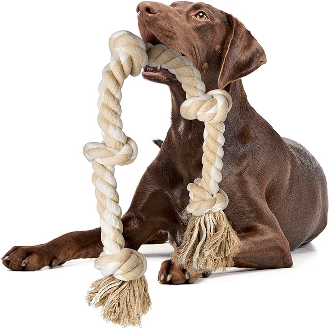 Fida Dog Rope Toys for Large/Medium Aggressive Chewers, Tough Cotton Chew Toy, 3 Feet 5 Knots Indestructible, Tug of War Dog Pull Rope Teeth Cleaning