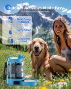 Dog Water Bottle Travel Portable - 77oz Large Travel Water Bowl Dispenser for Dogs Camping Essentials Hiking Beach Road Trip Park Walking On The Go Must Haves, Blue