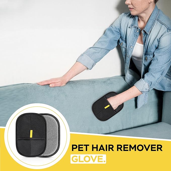 Pet Hair Removal Grooming Gloves for Cats & Dogs - 2 pcs Double-Sided Deshedding Mitts for Long & Short Hair, Reusable Bathing & Massage Gloves for Pet Remover and Coat Care, Carpet, Car Seat.