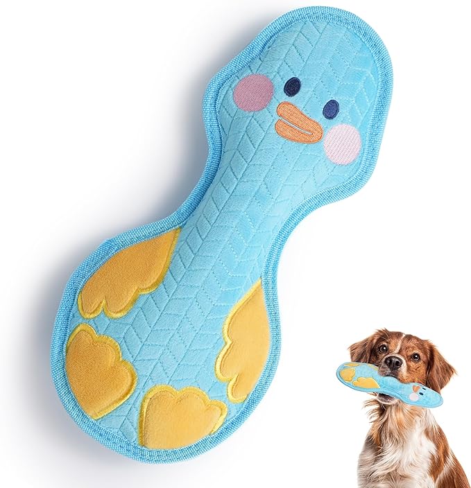 Nocciola Duck Squeaky Dog Toy, New 2025 Indestructible Dog Toy for Aggressive Chewers, Stuffed Toy with Two Tough Layers, Soft Minky Plush for Comfort and Chewing, Blue
