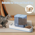 Automatic Small Pet Feeder and Water Dispenser, 2 in 1 Gravity Cat Auto Cat Small Medium Dog Feeder and Waterer Set Feeder Dish for Puppy Kitten Small Pets (Blue)