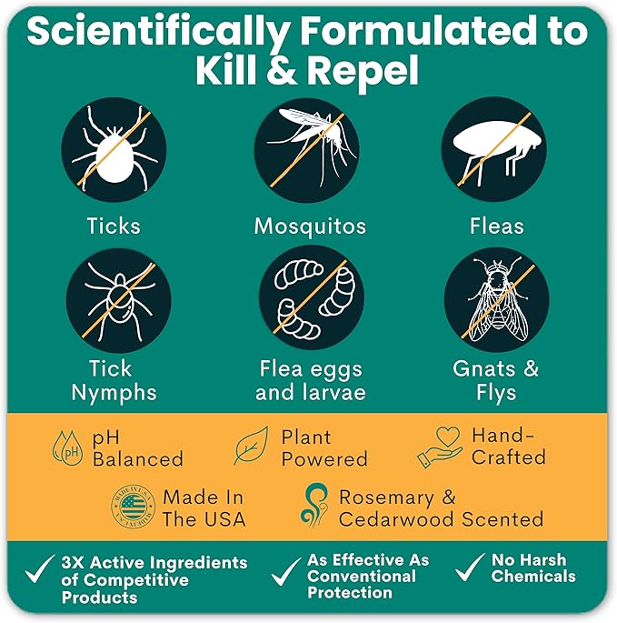 Trail Guard Natural Extra Strength Insect, Flea and Tick Spray for Dogs, Cats, People & Home (2Pack 4oz, Cedarwood & Rosemary)