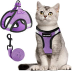 FAYOGOO Cat Harness, Cat Leash and Harness Set for Walking Escape Proof, Harness for Small Cats/Small Dogs, Large Kitten/Puppy Harness and Leash, Harness for Cats S-XXL(Modern Violet, X-Large)