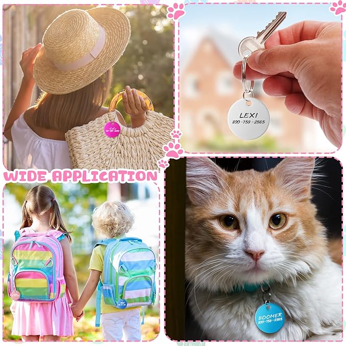 Sadnyy Blank Dog Pet Tags 25 mm for Engraving Aluminum Round Discs Smooth Metal Colorful Double Stamping Tag Pendants with Hole for DIY Craft Pet Charm Supplies(100 Pcs)