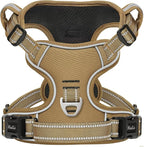 HEELE Dog Harness, Dog Harness for Small Medium Large Dogs No Pull Adjustable Padded Reflective Harness with Handle for Walking Training, Brown, XL