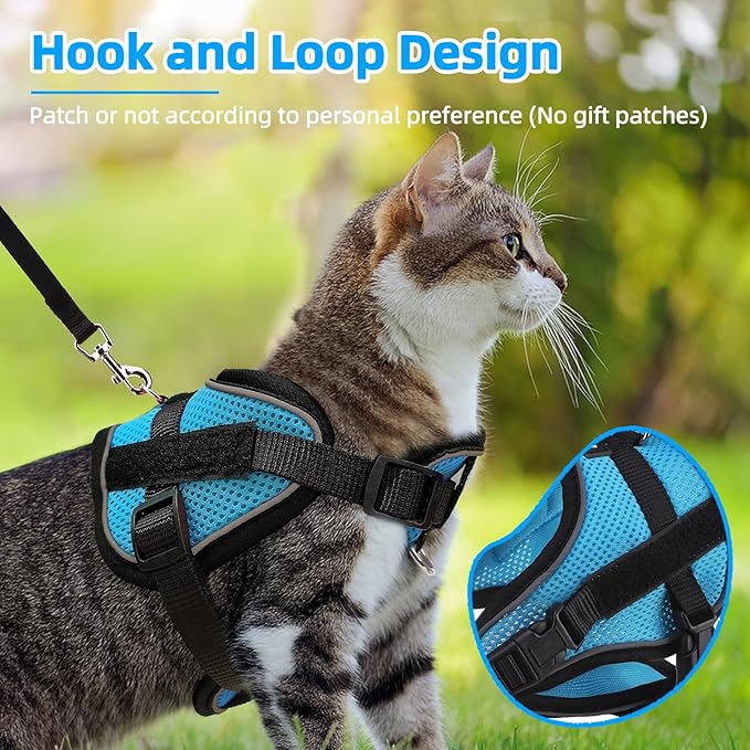 PUPTECK Cat Harness and Leash Set Escape Proof, Adjustable Reflective Kitten Jacket Easy Control, Pet Vest Harness for Cats Small Dogs Puppies Walking and Travel