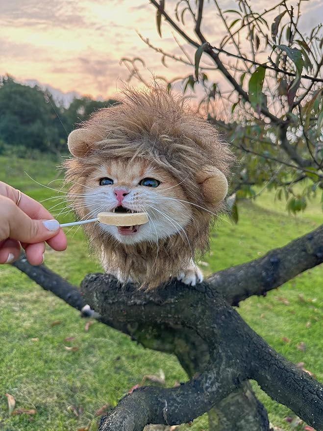 Lion Mane Wig for Dog and Cat Costume Pet Adjustable Washable Comfortable Fancy Lion Hair Cat Clothes Dress for Halloween Christmas Easter Festival Party