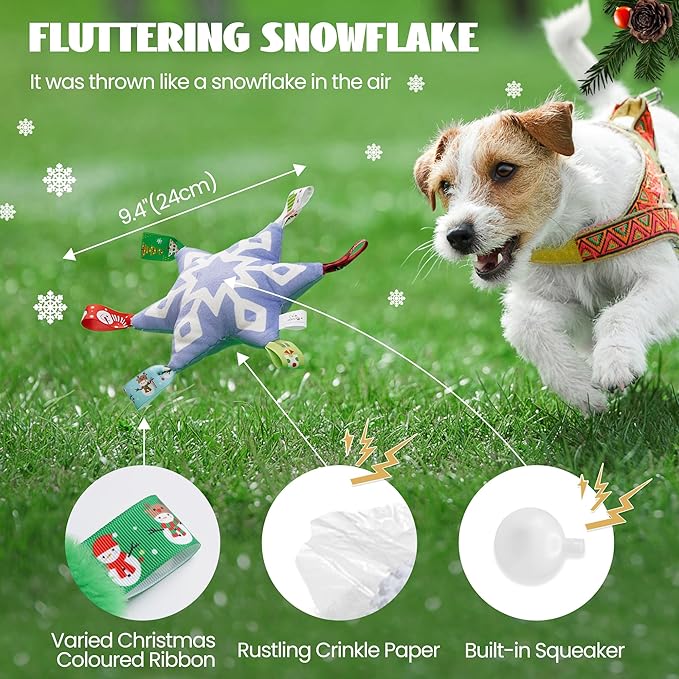Nocciola 4 Pack Christmas Dog Toys, Interactive Crinkle Dog Squeaky Toys, Plush Dog Toys for Christmas, Christmas Toys for Puppy Small Medium Large Dogs & Aggressive Chewers