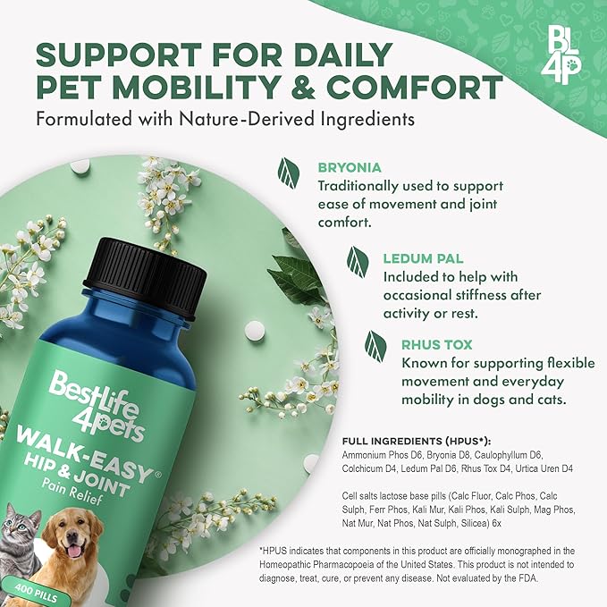 Walk-Easy Dog Hip & Joint Supplement, Effective Dog Pain Relief and Anti-Inflammatory Supplement for Mobility, Canine Joint Pain Relief, ACL Tears, Limping, Knee and Back Aches, Easy to Give 2 Pack