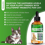 Probiotics for Cats for Digestive Support – Cat Probiotics for Indoor Cats Help with Colic, Upset Stomachs, Diarrhea, Gas, and Bloating – Prebiotics + Pleasant Chicken Flavor Inside – 2 Oz