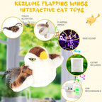 Cat Toys Flapping Bird, Lifelike Sparrow Chirp Tweet, Rechargeable Touch Activated Kitten Toy Interactive Exercise Toys for All Breeds Cat Kicker Catnip Toys, No Flying (Large 8.6 x 3.7)