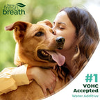 TropiClean Fresh Breath Water Additive for Dogs with Collagen, Skin Health Support for Dogs, Breath Freshener and Teeth Cleaning Solution, 33.8oz.