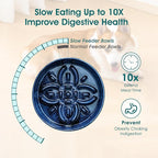 vancasso Ceramic Slow Feeder Dog Bowls, Puzzle Dog Food Bowls with Floral Maze, Anti -Slip Pet Food Dish for Medium Breed, 1.5 Cups, Blue