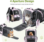 Lekebobor Large Cat Backpack Carrier Expandable Pet Carrier Backpack for Small Dogs Medium Cats Fit Up to 18 Lbs,Dogs Foldable Puppy Backpack Carrier for Travel, Hiking,Pink Flowers Pattern