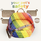 Dog Car Seat for Small Dogs – 3-in-1 Travel Carrier – Washable, Anti-Slip, Safety Straps – Fits Front & Back Seats – Cozy Pet Car Seat up to 25 lbs – Rainbow