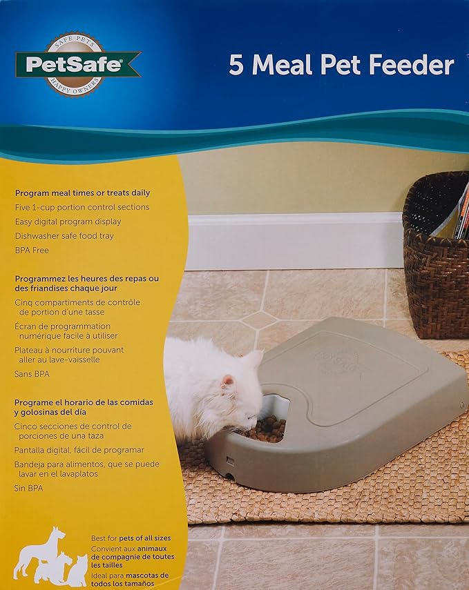 PetSafe Automatic Dog Feeder, 5 Meals, 40 oz Capacity, Plastic, for Dry Food, Multiple Pets (Pack of 2)