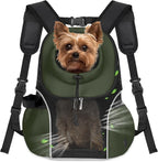 WOYYHO Pet Dog Carrier Backpack Small Dog Front Backpack Ventilated Mesh Dog Travel Back Pack with Safety Belt for Travel Hiking Cycling Outdoor Adventures (Size L: 10-14 lbs, Army Green)