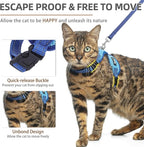 PUPTECK Cat Harness and Leash Set Escape Proof, Reflective Adjustable Soft Mesh Kitten Vest Harness for Walking Travel, Blue, S
